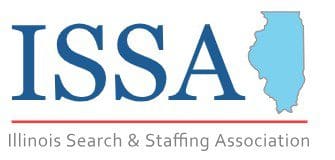Logo of the Research & Staffing Association with blue letters and a red underline.