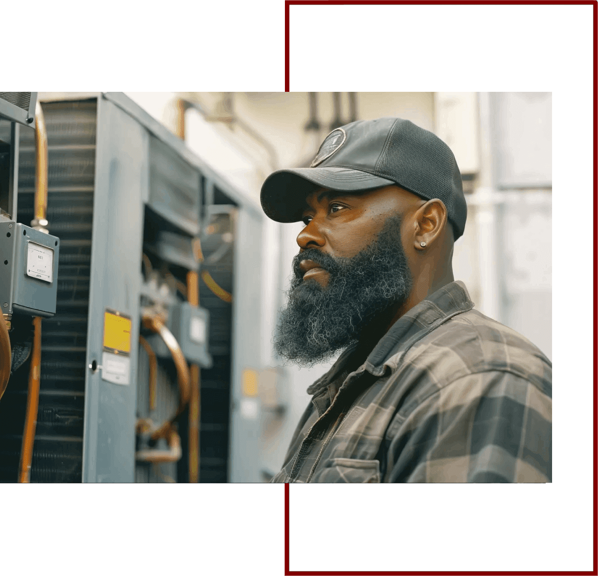 Man working on industrial equipment.