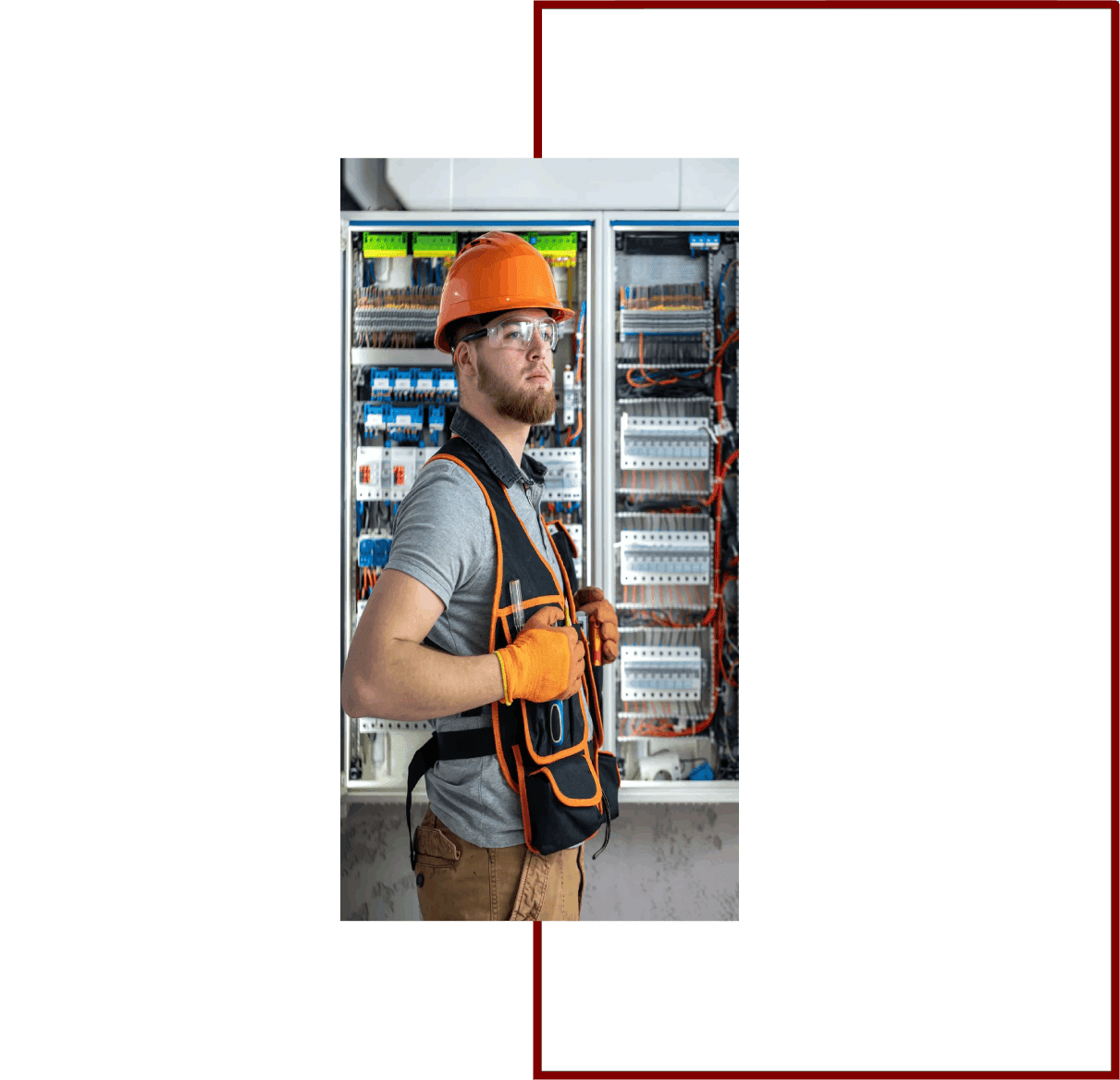 Electrician working on electrical panel setup.